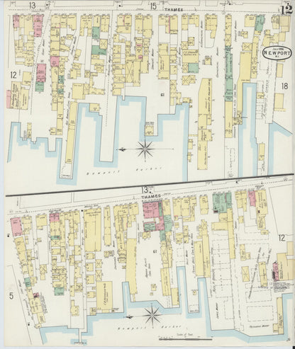 Sanborn Fire Insurance Map from Newport, Newport County, Rhode Island (1896), Sheet #0012 - Complete Map Set gallery image, historic Sanborn map, vintage wall art, Rhode Island Rhode Island