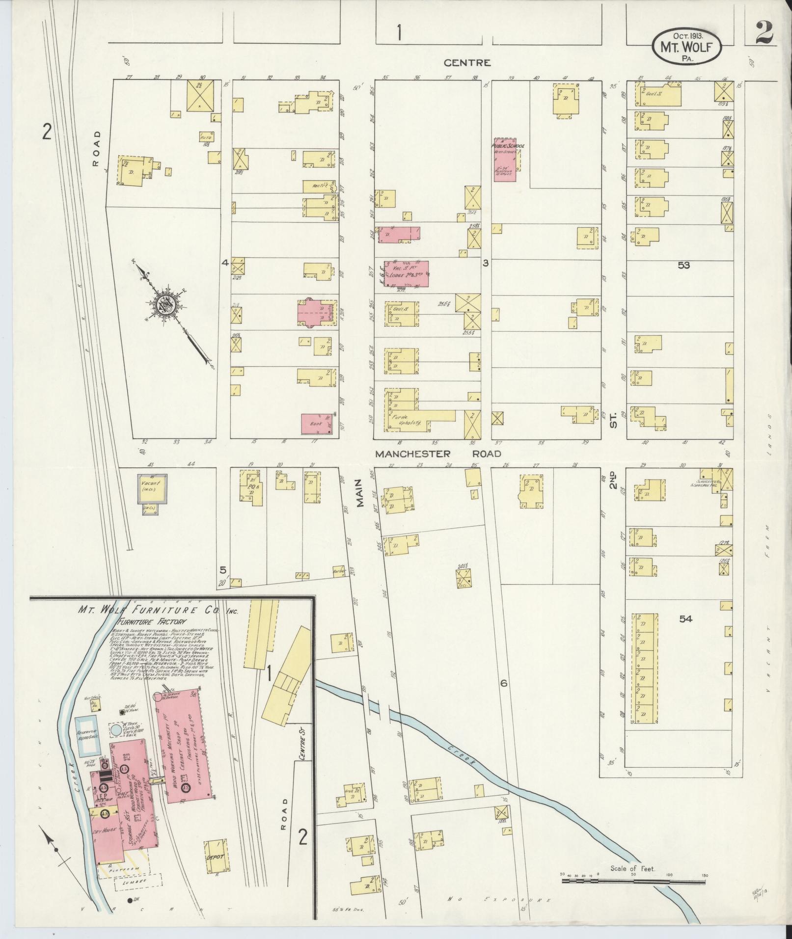 Sanborn Fire Insurance Map from Mount Wolf, York County, Pennsylvania (1913), Sheet #0002 - Complete Map Set gallery image, historic Sanborn map, vintage wall art, Pennsylvania Pennsylvania