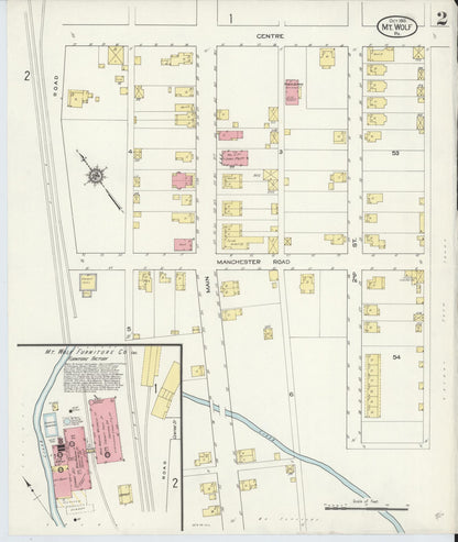 Sanborn Fire Insurance Map from Mount Wolf, York County, Pennsylvania (1913), Sheet #0002 - Complete Map Set gallery image, historic Sanborn map, vintage wall art, Pennsylvania Pennsylvania