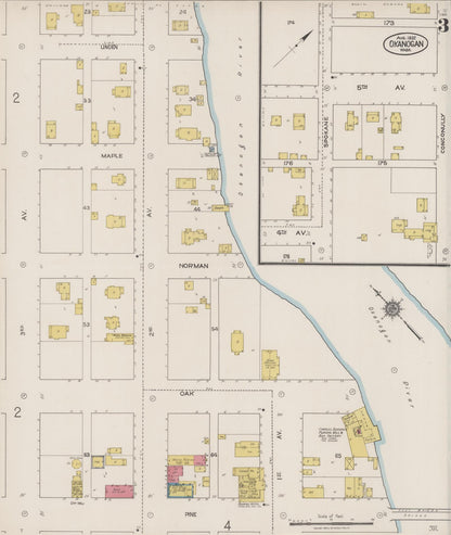 Sanborn Fire Insurance Map from Okanogan, Okanogan County, Washington (1922), Sheet #0003 - Complete Map Set gallery image, historic Sanborn map, vintage wall art, Washington Washington