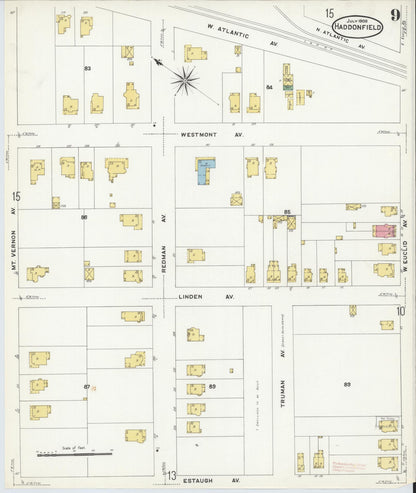 Sanborn Fire Insurance Map from Haddonfield, Camden County, New Jersey (1908), Sheet #0009 - Complete Map Set gallery image, historic Sanborn map, vintage wall art, New Jersey New Jersey