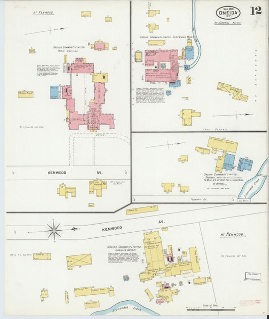 Sanborn Fire Insurance Map from Oneida, Madison County, New York (1899), Sheet #0012 - Historic Sanborn Fire Insurance Map Print, vintage old map wall art, antique decor, genealogy gift, New York New York map
