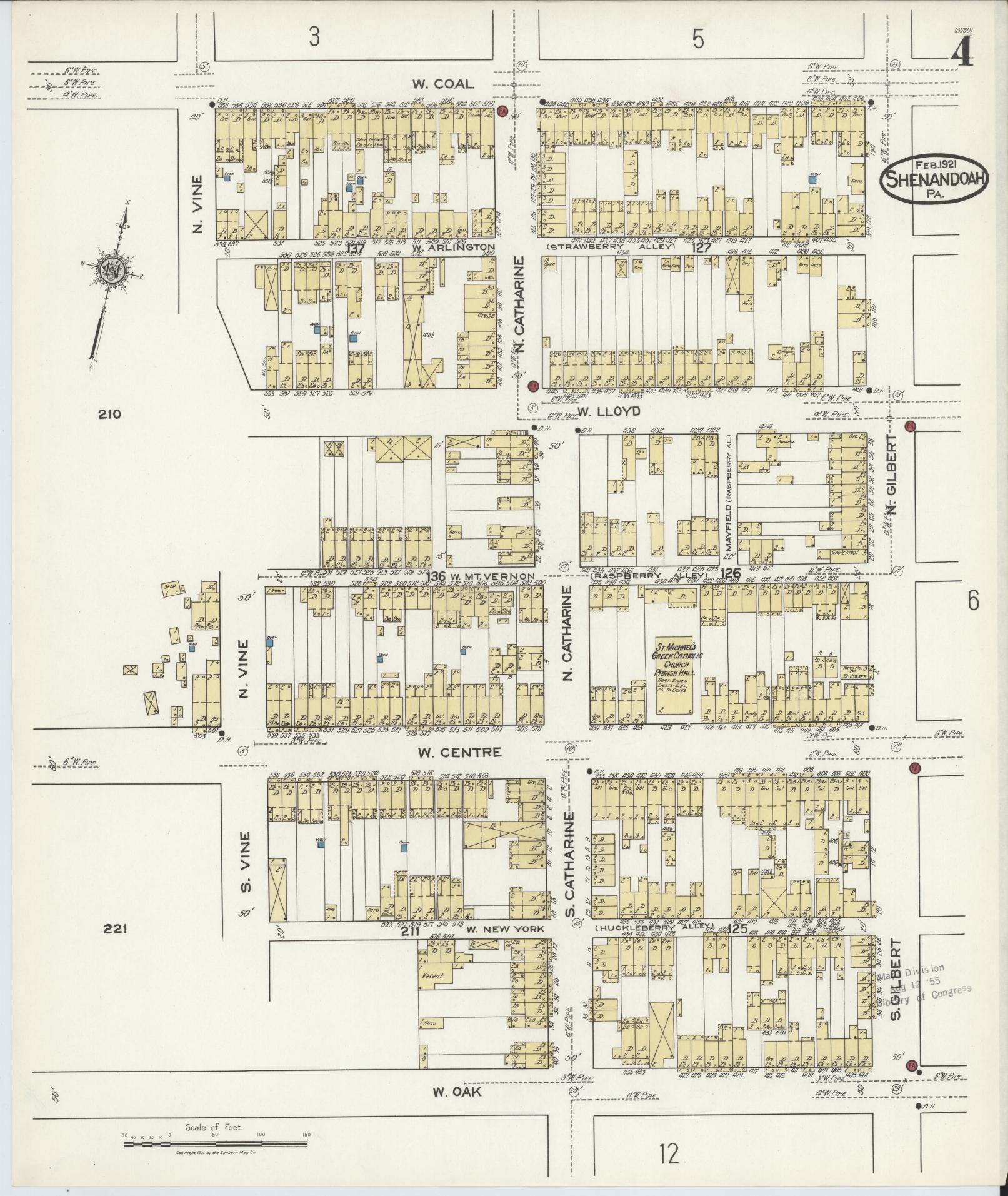 Sanborn Fire Insurance Map from Shenandoah, Schuylkill County, Pennsylvania (1921), Sheet #0004 - Complete Map Set gallery image, historic Sanborn map, vintage wall art, Pennsylvania Pennsylvania