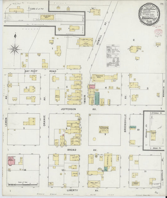 Sanborn Fire Insurance Map from Brooksville, Hernando County, Florida (1895), Sheet #0001 - Historic Sanborn Fire Insurance Map Print, vintage old map wall art, antique decor, genealogy gift, Florida Florida map