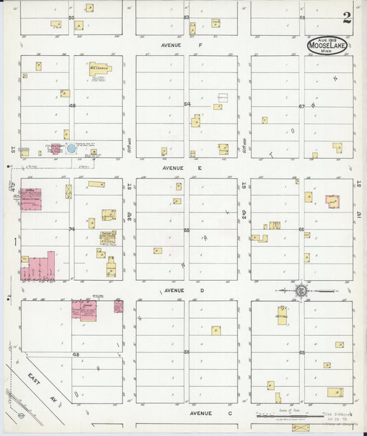 Sanborn Fire Insurance Map from Moose Lake, Carlton County, Minnesota (1919), Sheet #0002 - Historic Sanborn Fire Insurance Map Print, vintage old map wall art, antique decor, genealogy gift, Minnesota Minnesota map
