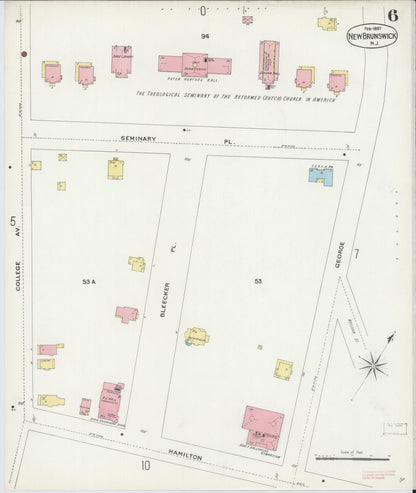 Sanborn Fire Insurance Map from New Brunswick, Middlesex County, New Jersey (1897), Sheet #0006 - Complete Map Set gallery image, historic Sanborn map, vintage wall art, New Jersey New Jersey