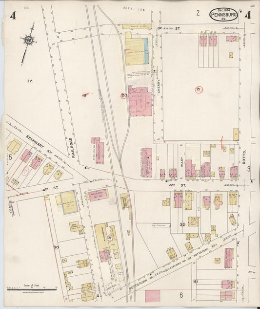 Sanborn Fire Insurance Map from Pennsburg, Montgomery County, Pennsylvania (1933), Sheet #0004 - Historic Sanborn Fire Insurance Map Print, vintage old map wall art, antique decor, genealogy gift, Pennsylvania Pennsylvania map