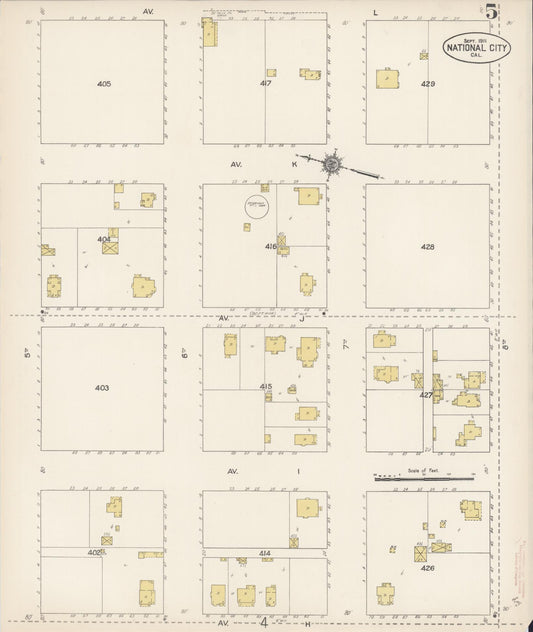 Sanborn Fire Insurance Map from National City, San Diego County, California (1911), Sheet #0005 - Historic Sanborn Fire Insurance Map Print, vintage old map wall art, antique decor, genealogy gift, California California map