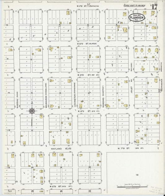 Sanborn Fire Insurance Map from Plainview, Hale County, Texas (1921), Sheet #0017 - Historic Sanborn Fire Insurance Map Print, vintage old map wall art, antique decor, genealogy gift, Texas Texas map