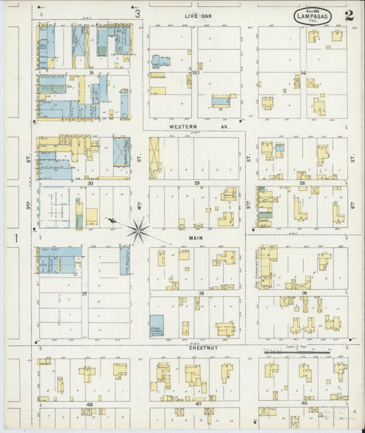 Sanborn Fire Insurance Map from Lampasas, Lampasas County, Texas (1896), Sheet #0002 - Historic Sanborn Fire Insurance Map Print, vintage old map wall art, antique decor, genealogy gift, Texas Texas map