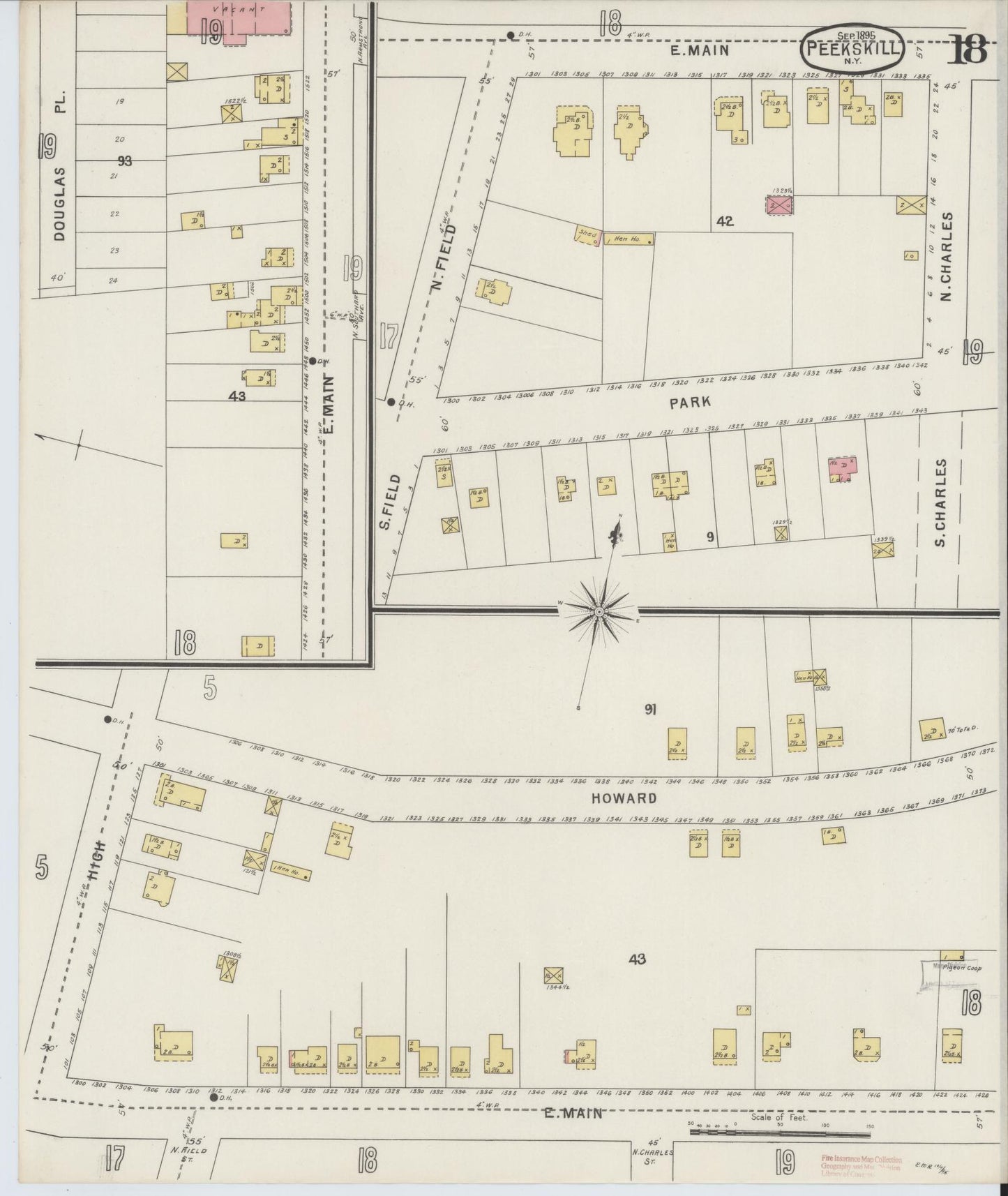 Sanborn Fire Insurance Map from Peekskill, Westchester County, New York (1895), Sheet #0018 - Complete Map Set gallery image, historic Sanborn map, vintage wall art, New York New York