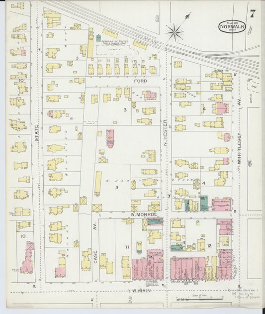 Sanborn Fire Insurance Map from Norwalk, Huron County, Ohio (1893), Sheet #0007 - Historic Sanborn Fire Insurance Map Print, vintage old map wall art, antique decor, genealogy gift, Ohio Ohio map