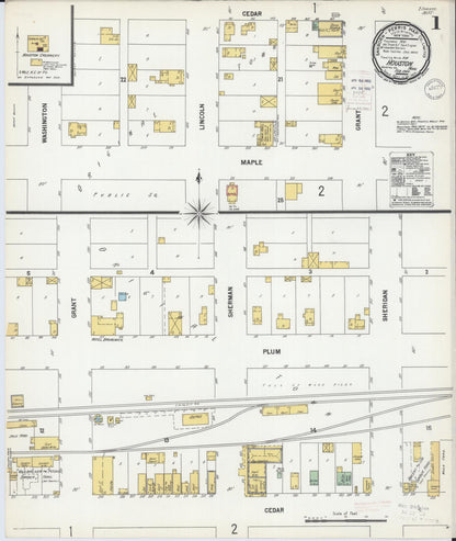 Sanborn Fire Insurance Map from Houston, Houston County, Minnesota (1900), Sheet #0001 - Complete Map Set gallery image, historic Sanborn map, vintage wall art, Minnesota Minnesota