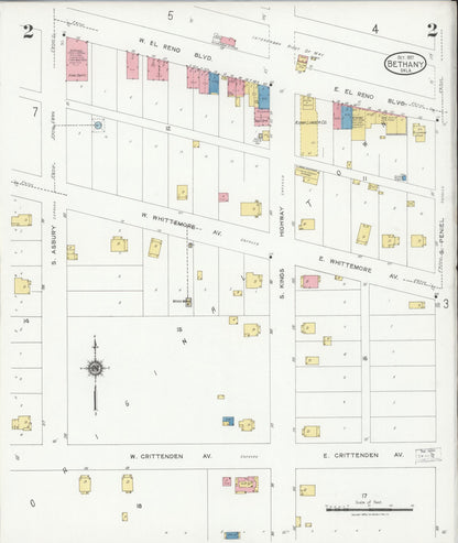 Sanborn Fire Insurance Map from Bethany, Oklahoma County, Oklahoma (1927), Sheet #0002 - Complete Map Set gallery image, historic Sanborn map, vintage wall art, Bethany Oklahoma