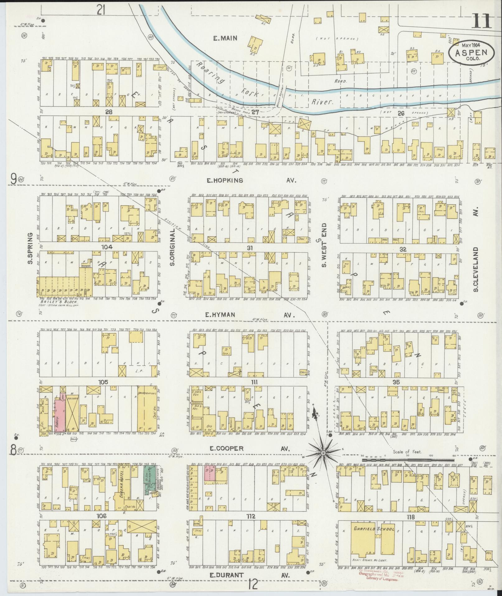 Sanborn Fire Insurance Map from Aspen, Pitkin County, Colorado (1904), Sheet #0011 - Complete Map Set gallery image, historic Sanborn map, vintage wall art, Colorado Colorado
