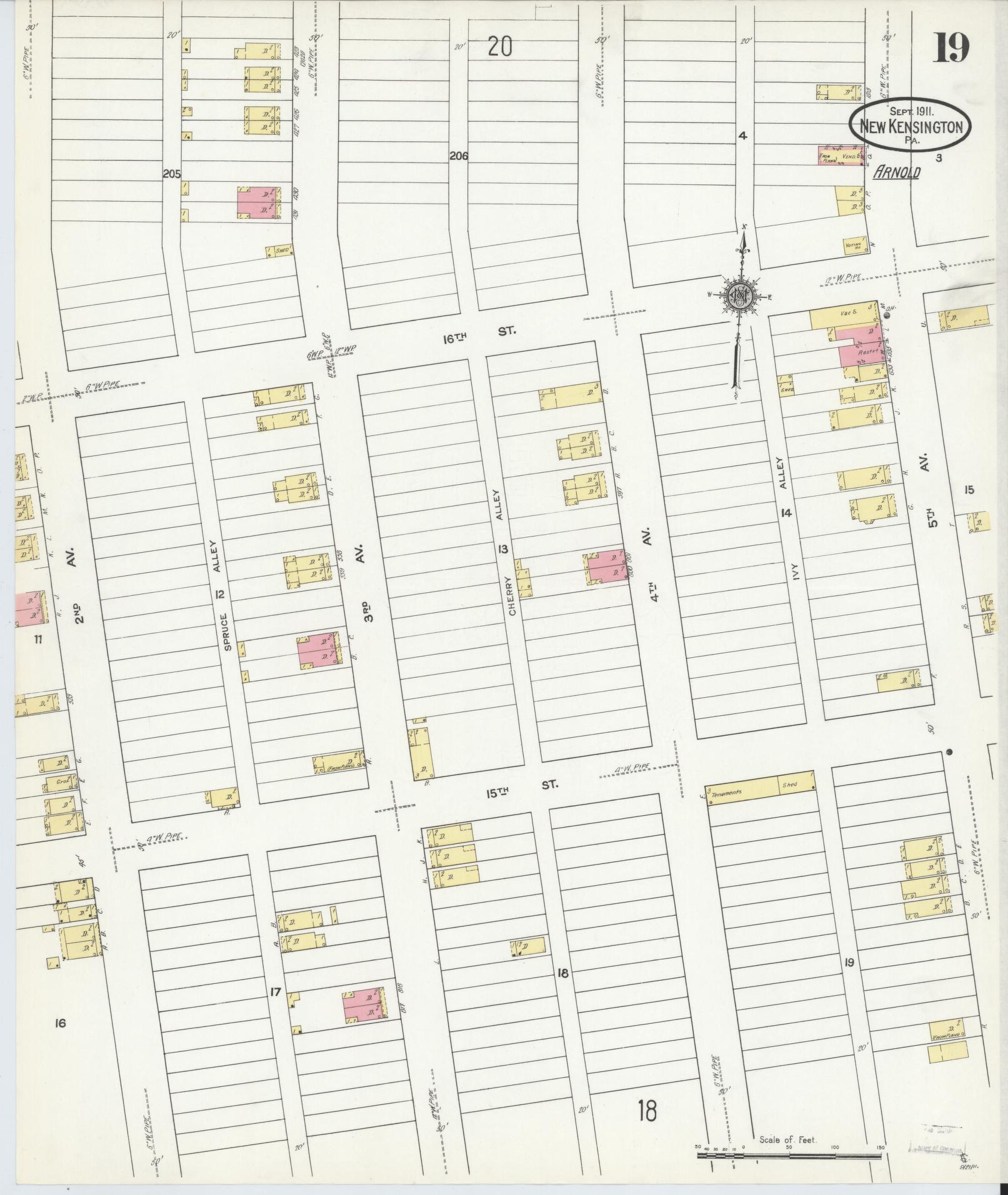 Sanborn Fire Insurance Map from New Kensington, Westmoreland County, Pennsylvania (1911), Sheet #0019 - Complete Map Set gallery image, historic Sanborn map, vintage wall art, Pennsylvania Pennsylvania