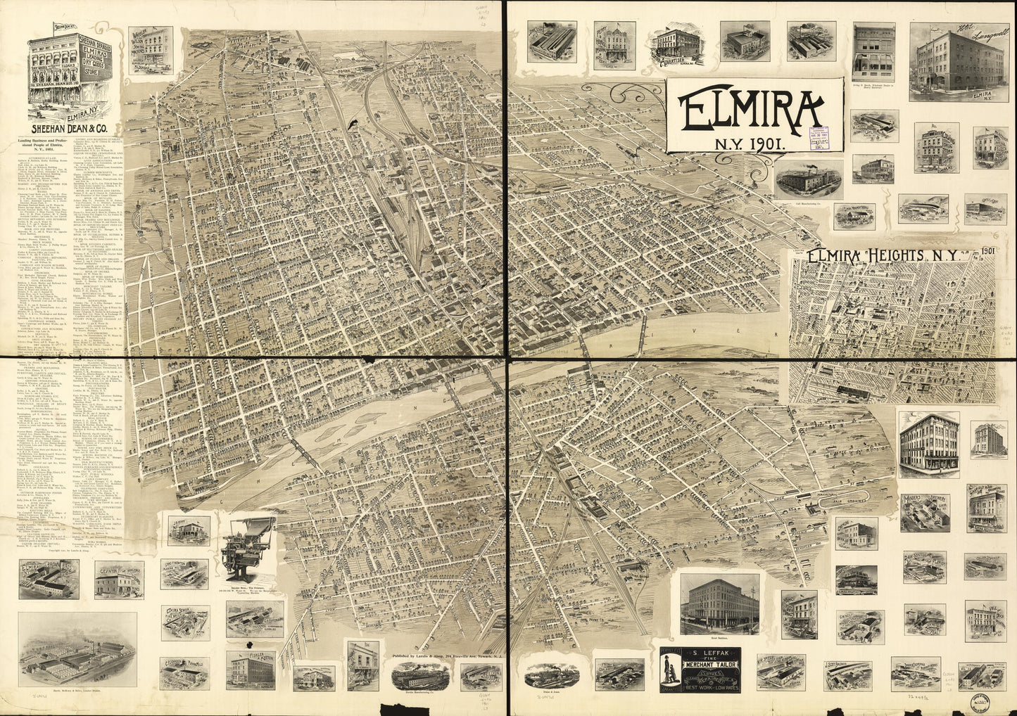 Elmira, N.Y. 1901. (1901) – Historic Bird’s-Eye View Panorama Print