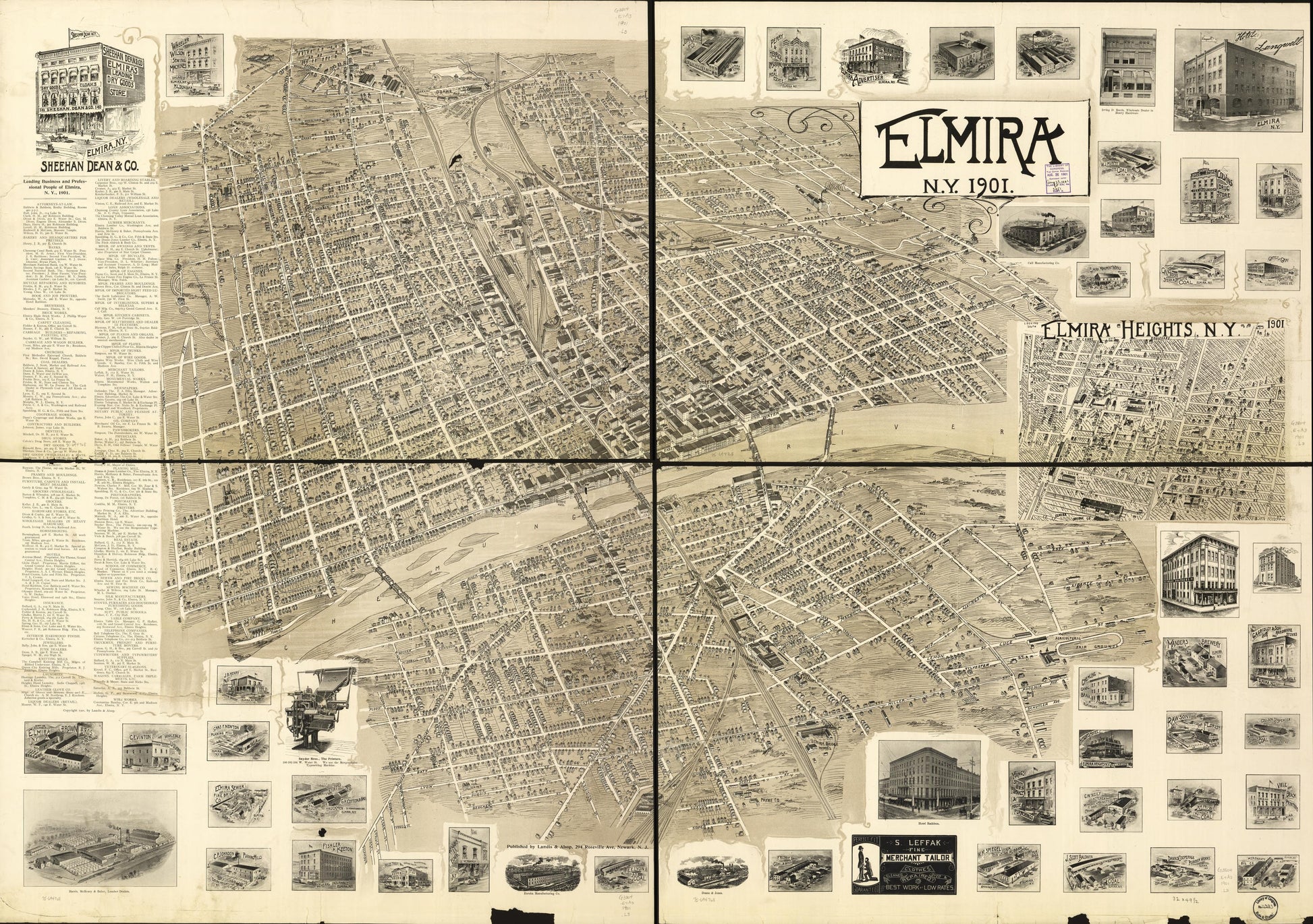 Elmira, N.Y. 1901. (1901) – Historic Bird’s-Eye View Panorama Print