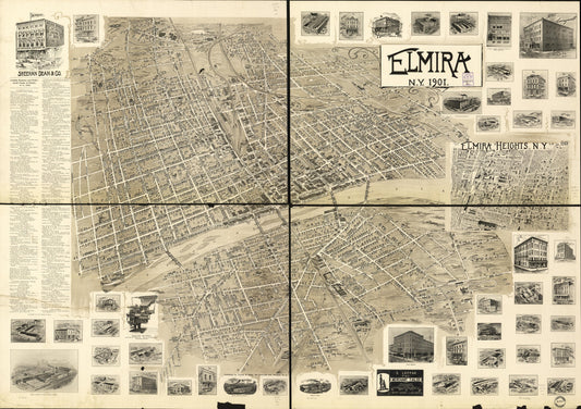 Elmira, N.Y. 1901. (1901) – Historic Bird’s-Eye View Panorama Print