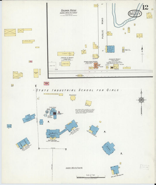 Sanborn Fire Insurance Map from Beloit, Mitchell County, Kansas (1917), Sheet #0012 - Historic Sanborn Fire Insurance Map Print, vintage old map wall art, antique decor, genealogy gift, Kansas Kansas map