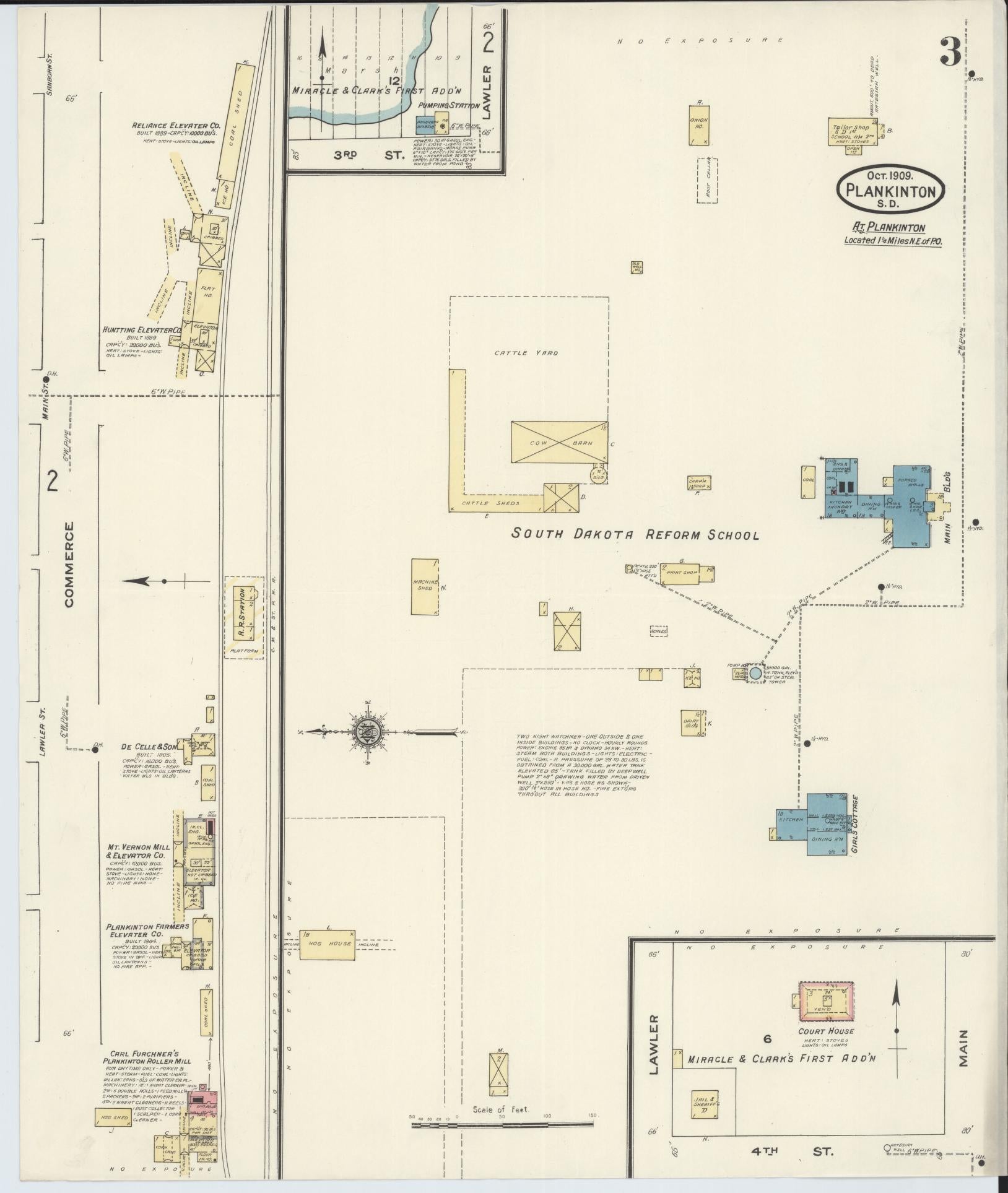 Sanborn Fire Insurance Map from Plankinton, Aurora County, South Dakota (1909), Sheet #0003 - Complete Map Set gallery image, historic Sanborn map, vintage wall art, South Dakota South Dakota