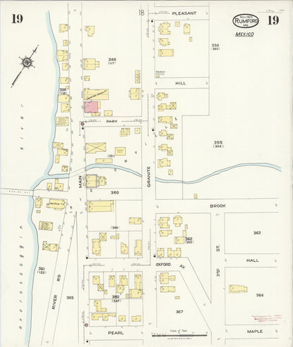 Sanborn Fire Insurance Map from Rumford, Oxford County, Maine (1923), Sheet #0019 - Complete Map Set gallery image, historic Sanborn map, vintage wall art, Maine Maine