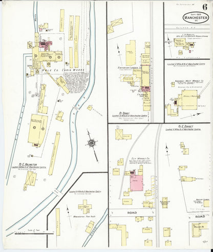 Sanborn Fire Insurance Map from Manchester, Bennington County, Vermont (1909), Sheet #0006 - Complete Map Set gallery image, historic Sanborn map, vintage wall art, Vermont Vermont
