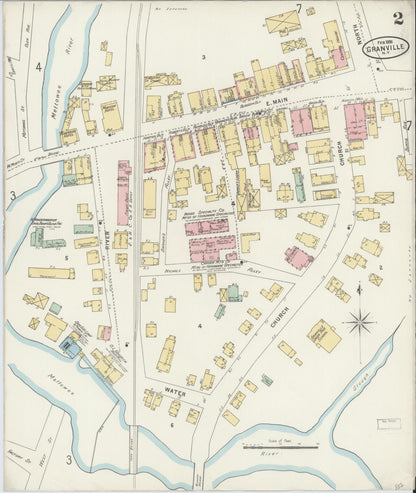 Sanborn Fire Insurance Map from Granville, Washington County, New York (1898), Sheet #0002 - Historic Sanborn Fire Insurance Map Print, vintage old map wall art, antique decor, genealogy gift, New York New York map