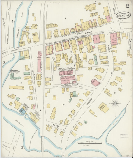 Sanborn Fire Insurance Map from Granville, Washington County, New York (1898), Sheet #0002 - Historic Sanborn Fire Insurance Map Print, vintage old map wall art, antique decor, genealogy gift, New York New York map