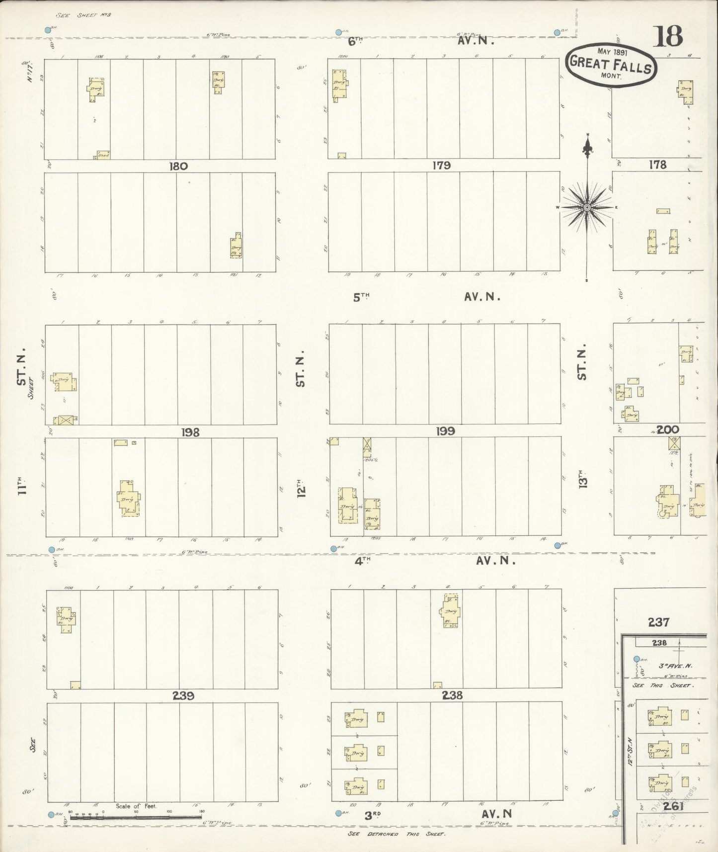 Sanborn Fire Insurance Map from Great Falls, Cascade County, Montana (1891), Sheet #0018 - Complete Map Set gallery image, historic Sanborn map, vintage wall art, Montana Montana