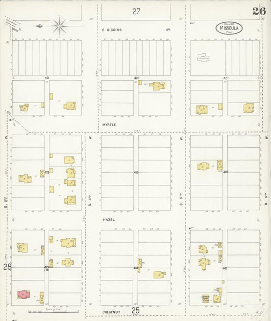 Sanborn Fire Insurance Map from Missoula, Missoula County, Montana (1902), Sheet #0026 - Historic Sanborn Fire Insurance Map Print, vintage old map wall art, antique decor, genealogy gift, Montana Montana map