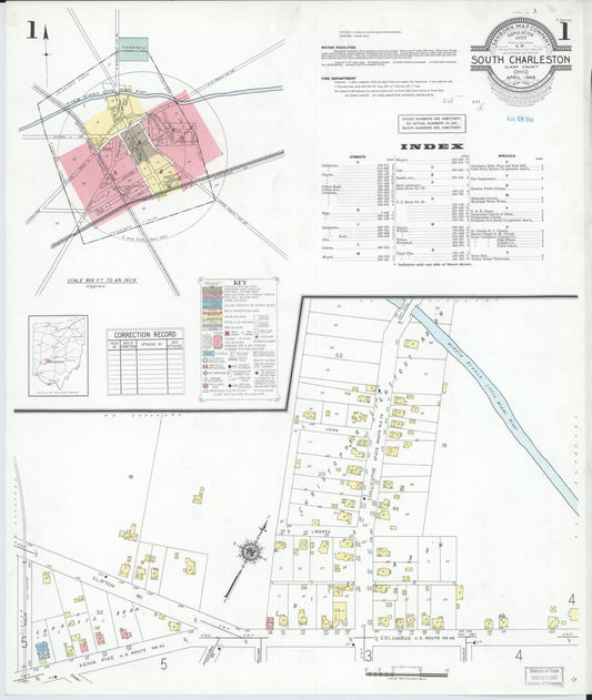 Sanborn Fire Insurance Map from South Charleston, Clark County, Ohio (1946), Sheet #0001 - Historic Sanborn Fire Insurance Map Print, vintage old map wall art, antique decor, genealogy gift, Ohio Ohio map