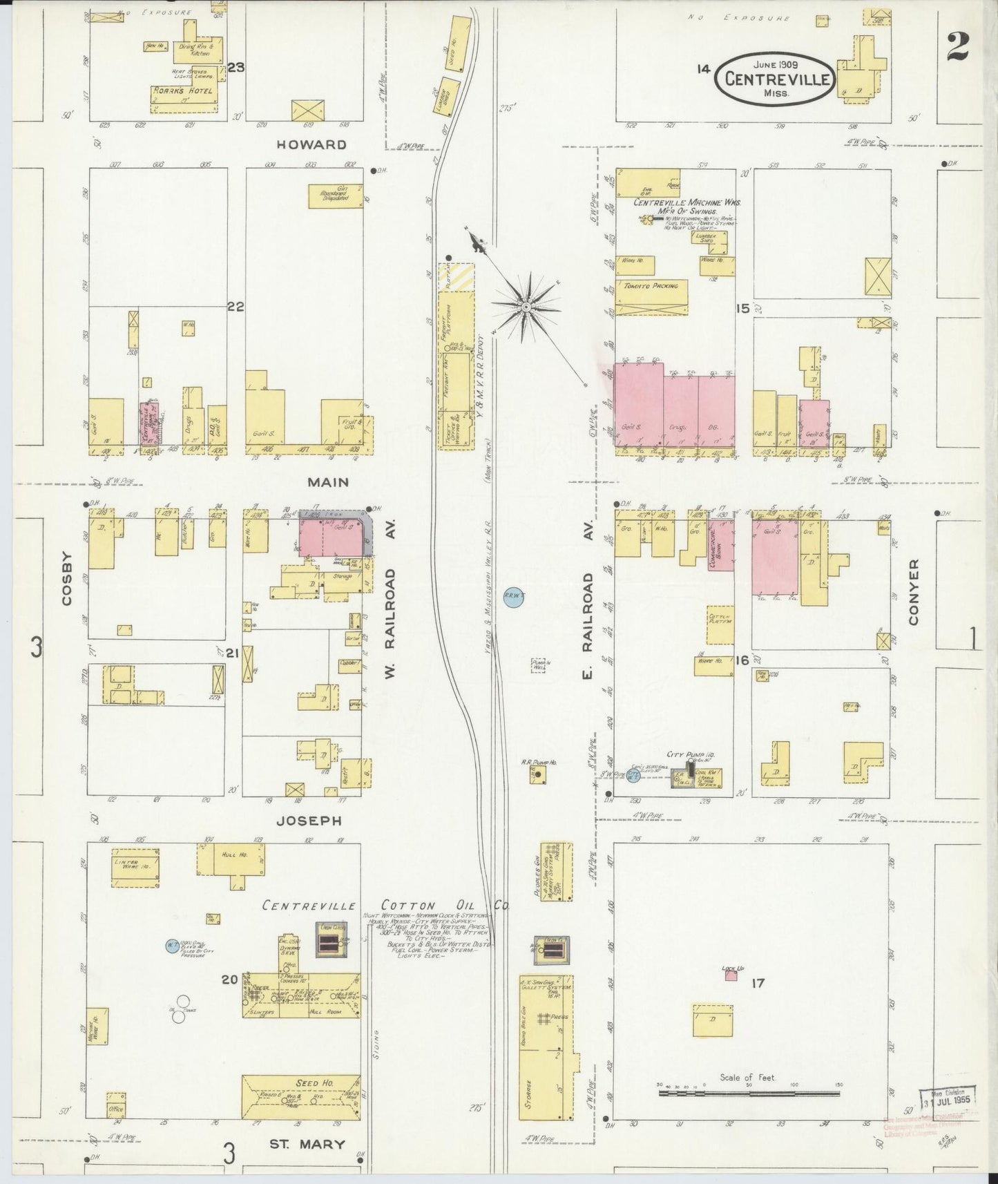 Sanborn Fire Insurance Map from Centreville, Wilkinson County, Mississippi (1909), Sheet #0002 - Complete Map Set gallery image, historic Sanborn map, vintage wall art, Mississippi Mississippi