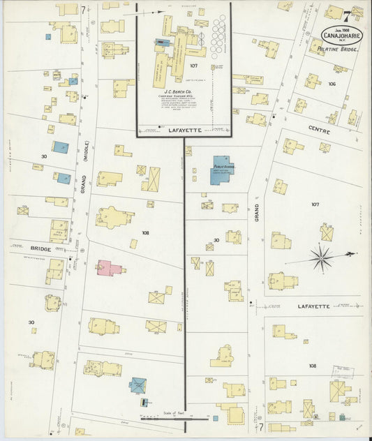 Sanborn Fire Insurance Map from Canajoharie, Montgomery County, New York (1908), Sheet #0007 - Historic Sanborn Fire Insurance Map Print, vintage old map wall art, antique decor, genealogy gift, New York New York map