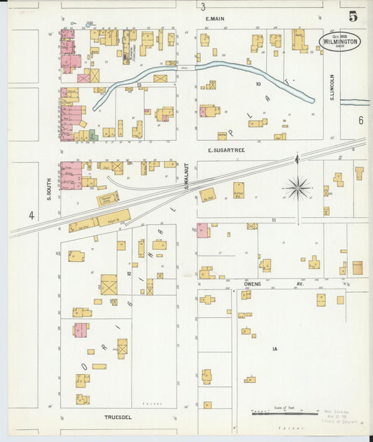 Sanborn Fire Insurance Map from Wilmington, Clinton County, Ohio (1900), Sheet #0005 - Historic Sanborn Fire Insurance Map Print, vintage old map wall art, antique decor, genealogy gift, Ohio Ohio map