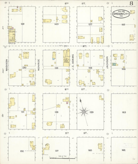 Sanborn Fire Insurance Map from Oregon City, Clackamas County, Oregon (1892), Sheet #0008 - Historic Sanborn Fire Insurance Map Print, vintage old map wall art, antique decor, genealogy gift, Oregon Oregon map