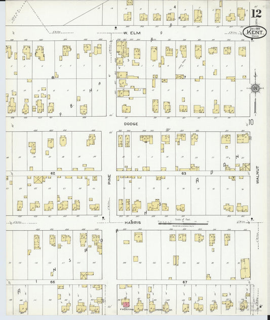Sanborn Fire Insurance Map from Kent, Portage County, Ohio (1919), Sheet #0012 - Historic Sanborn Fire Insurance Map Print, vintage old map wall art, antique decor, genealogy gift, Ohio Ohio map