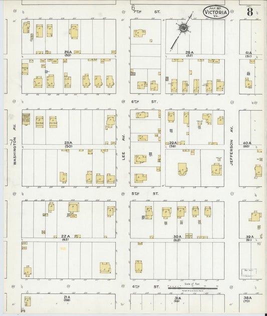 Sanborn Fire Insurance Map from Victoria, Lunenburg County, Virginia (1921), Sheet #0008 - Historic Sanborn Fire Insurance Map Print, vintage old map wall art, antique decor, genealogy gift, Virginia Virginia map