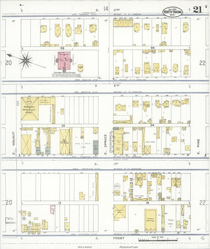 Sanborn Fire Insurance Map from North Yakima, Yakima County, Washington (1909), Sheet #0021 - Complete Map Set gallery image, historic Sanborn map, vintage wall art, Washington Washington