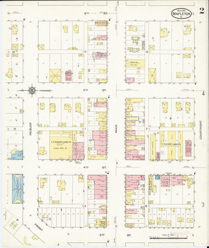 Sanborn Fire Insurance Map from Mapleton, Monona County, Iowa (1915), Sheet #0002 - Historic Sanborn Fire Insurance Map Print, vintage old map wall art