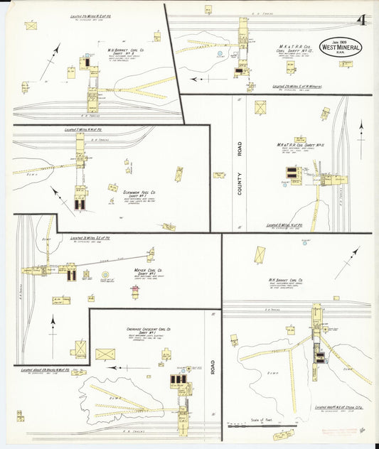 Sanborn Fire Insurance Map from West Mineral, Cherokee County, Kansas (1909), Sheet #0004 - Historic Sanborn Fire Insurance Map Print, vintage old map wall art, antique decor, genealogy gift, Kansas Kansas map