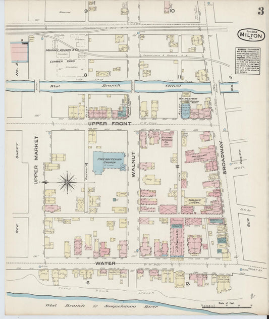 Sanborn Fire Insurance Map from Milton, Northumberland County, Pennsylvania (1884), Sheet #0003 - Historic Sanborn Fire Insurance Map Print, vintage old map wall art, antique decor, genealogy gift, Pennsylvania Pennsylvania map