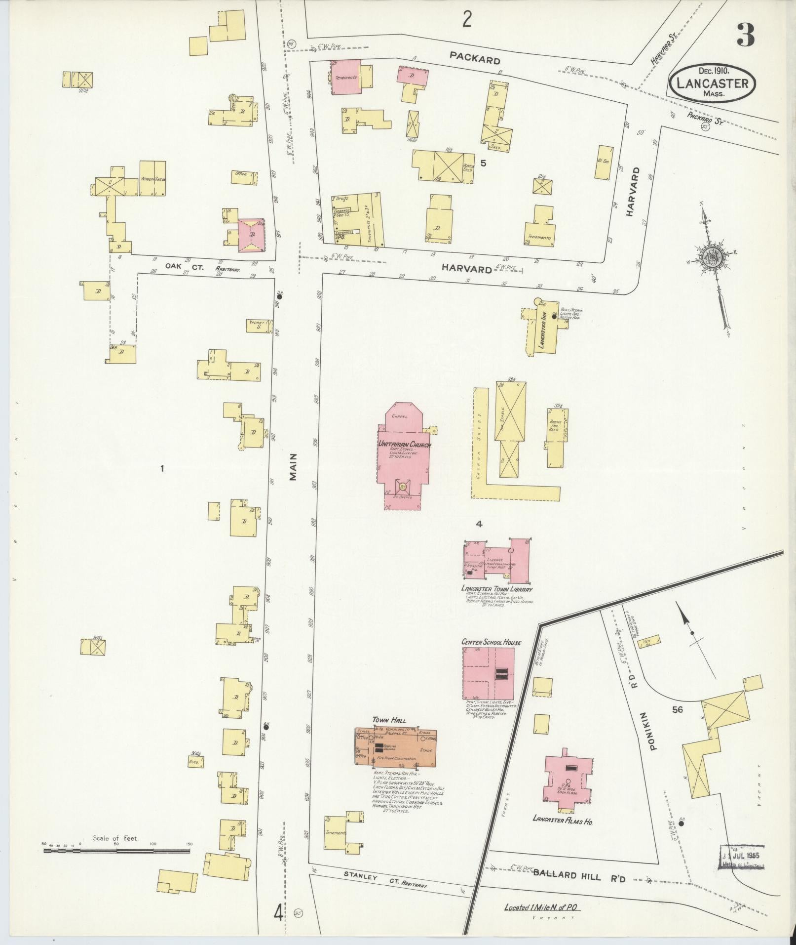 Sanborn Fire Insurance Map from Lancaster, Worcester County, Massachusetts (1910), Sheet #0003 - Complete Map Set gallery image, historic Sanborn map, vintage wall art, Massachusetts Massachusetts