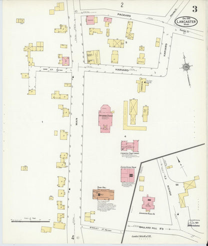 Sanborn Fire Insurance Map from Lancaster, Worcester County, Massachusetts (1910), Sheet #0003 - Complete Map Set gallery image, historic Sanborn map, vintage wall art, Massachusetts Massachusetts