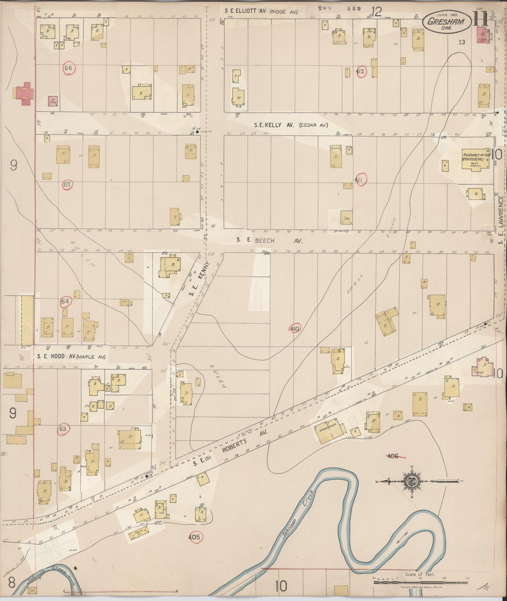 Sanborn Fire Insurance Map from Gresham, Multnomah County, Oregon (1941), Sheet #0011 - Complete Map Set gallery image, historic Sanborn map, vintage wall art, Oregon Oregon