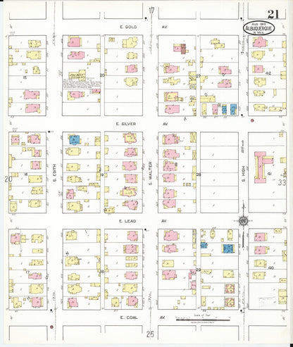 Sanborn Fire Insurance Map from Albuquerque, Bernalillo County, New Mexico (1919), Sheet #0021 - Complete Map Set gallery image, historic Sanborn map, vintage wall art, New Mexico New Mexico