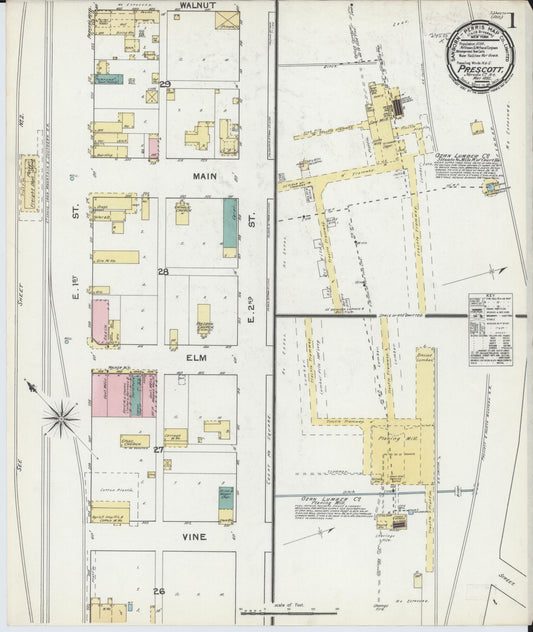 Sanborn Fire Insurance Map from Prescott, Nevada County, Arkansas. (1892) – Historic Sanborn Fire Insurance Map Print
