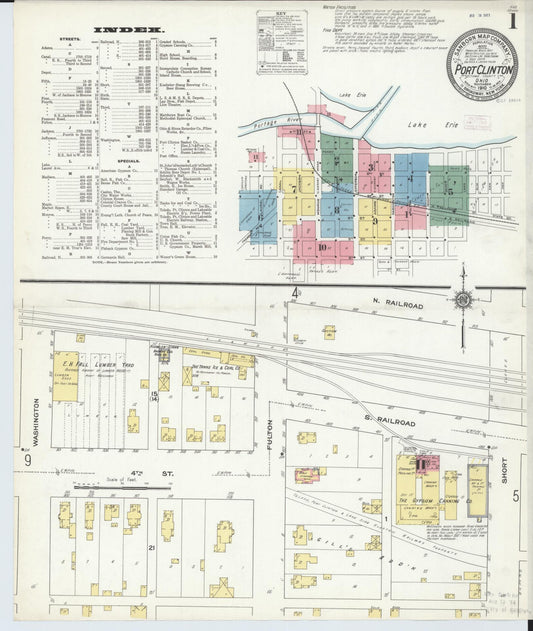 Sanborn Fire Insurance Map from Port Clinton, Ottawa County, Ohio (1910), Sheet #0001 - Complete Map Set gallery image, historic Sanborn map, vintage wall art, Ohio Ohio