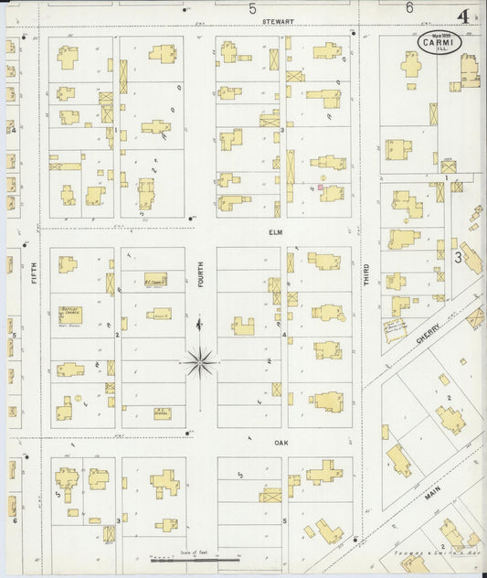 Sanborn Fire Insurance Map from Carmi, White County, Illinois (1899), Sheet #0004 - Historic Sanborn Fire Insurance Map Print, vintage old map wall art, antique decor, genealogy gift, Illinois Illinois map