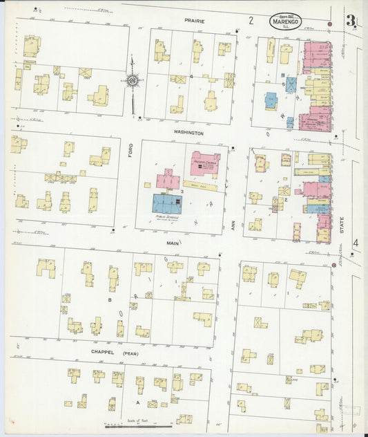 Sanborn Fire Insurance Map from Marengo, McHenry County, Illinois (1912), Sheet #0003 - Historic Sanborn Fire Insurance Map Print, vintage old map wall art, antique decor, genealogy gift, Illinois Illinois map